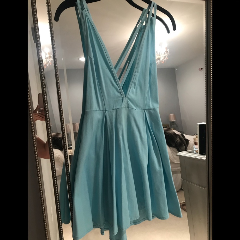 Nasty Gal blue halter mini dress